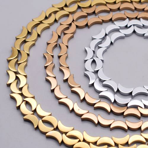 Crescent moon shape Beads Gold Plated Hematite Beads Natural Stone Beads For Jewelry Making Diy Bracelet Retention Color 15inch