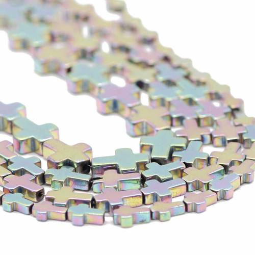 Cross Jesus Shape Light Purple Hematite Natural Stone Spacer Loose Beads For Jewelry Making DIY Bracelet Pendant 4x6/6x8/8x10MM