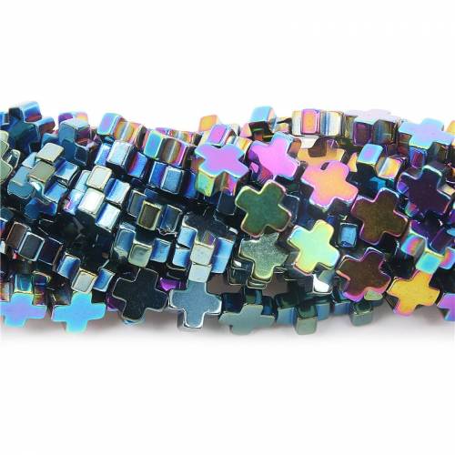 Electroplated Hematite Beads Cross Shape Size6x6mm Jewelry Craft Material For Making Bracelet Necklace Earrings