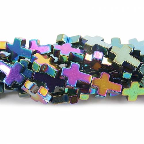 Electroplated Hematite Beads Cross Shape Size8x10mmJewelry Making Craft Material For Bracelet Earrings Necklace