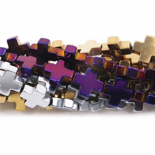 Electroplated Hematite Beads Cross Shape Size8x8mmJewelry Making Craft Material For Bracelet Earrings Necklace