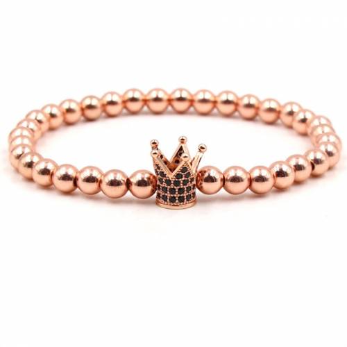 Fashion 6mm Hematite Beads Bracelet Pave CZ 4 color Crown DIY Bracelet bangle for Women&Men Classic Jewelry Handmade charm Gifts