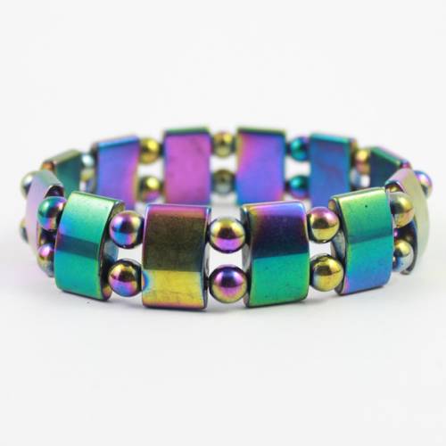 Fashion jewelry rainbow color hematite beads bracelets as birthday gift HB1021