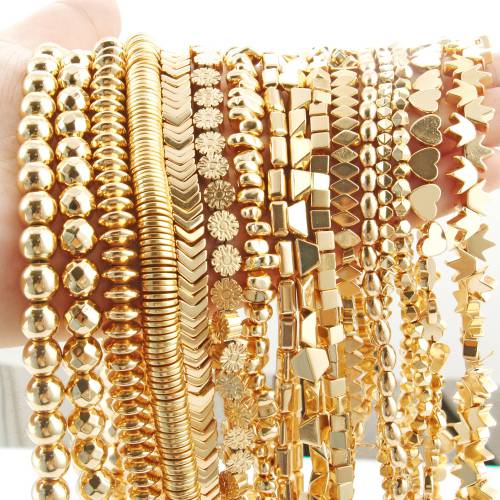 Fashion Kc Gold Hematite Beads Natural Stone Beads Charms Irregular Geometric Beads For Jewelry Making Diy Bracelet Necklace