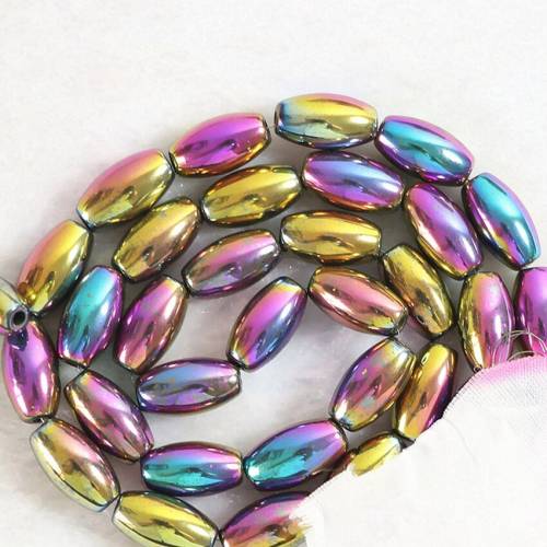 Fashion multicolored hematite stone 5*8mm 8*12mm rice shape beads loose making jewelry B192