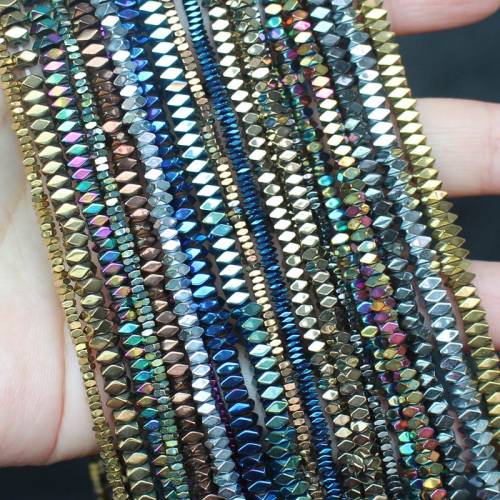 Free shipping - Natural Hematite Shining Facted Rectangler 2X1/2X3/2X4mm Loose beads - For DIY Necklace Bracelat Jewelry Making