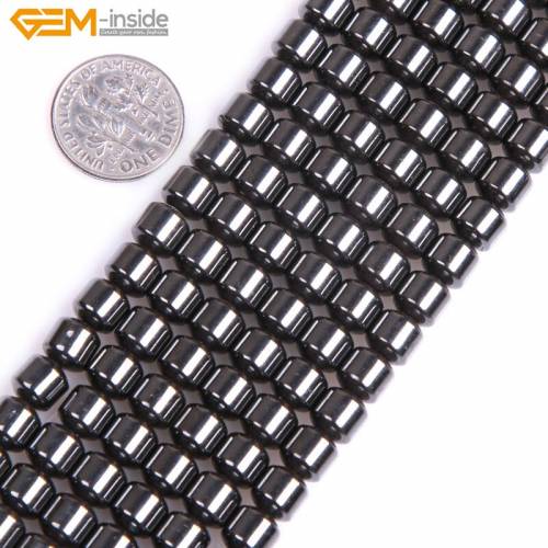 Gem-inside Drum Barre Tube Cylinder Hematite Beads With Magnetic magnetite Drum Beads For Jewelry Making 15inches DIY Jewellery
