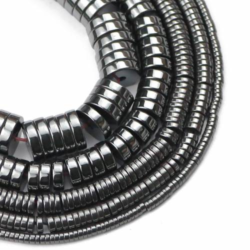 Geometric cylinder Black Hematite Natural Stone spacer 2~8mm Flat round Loose beads For Jewelry making bracelets DIY accessories