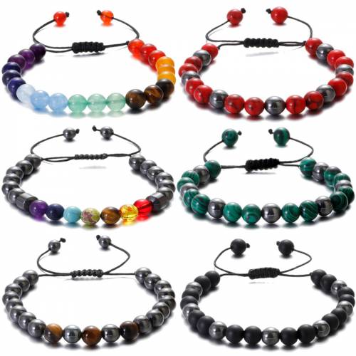 Handmade Natural Stone Malachite Hematite Beads Bracelet Men Balance Wealth Yoga Mala Jewelry Beaded Bracelet For Women Men