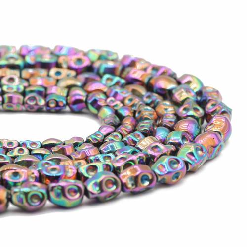 Hematite Natural Stone Multicoloured Skull Head 4x6/6x8/8x10MM Spacer Loose Beads For Jewelry Making DIY Bracelets Accessories