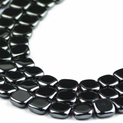 HGKLBB Flat Square Black Hematite Natural Stone Cuboid Spacer 3/4/6/8MM Loose beads For Jewelry making bracelet accessories DIY