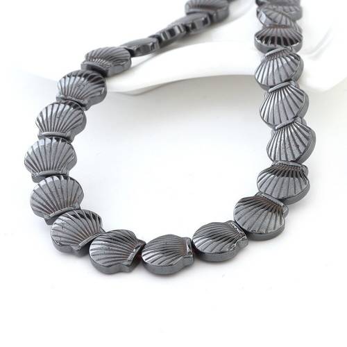High Quality Hematite Beads Carved Shell Shape Black Gallstone Bracelet for Jewelry Bracelet Making DIY Fashion Accessories