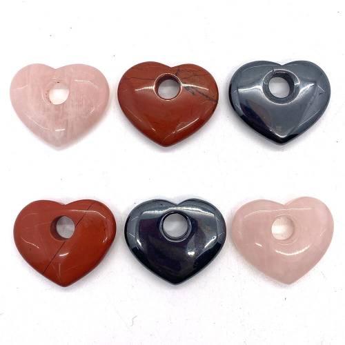 High Quality Natural Hematite Red Stone Beads Heart-shaped Large Hole 10mm Simple Fashion Pendant Necklace Accessories 30x35mm