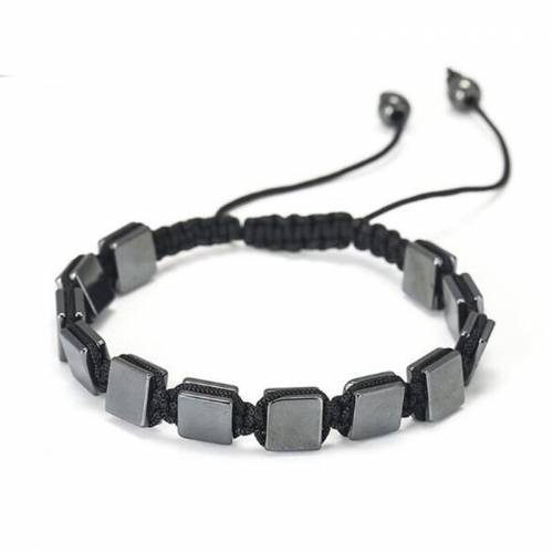 High Quality Natural Hematite Stone Gems Beads Hand Weave Bracelet Jewelry wk279