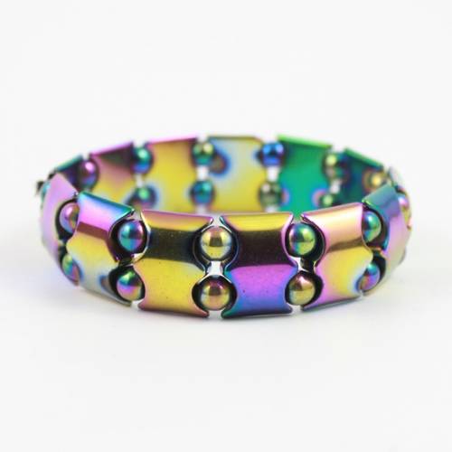 Hot sale rainbow color hematite wave shape beads bracelet anklet weight loss jewelry HB1020