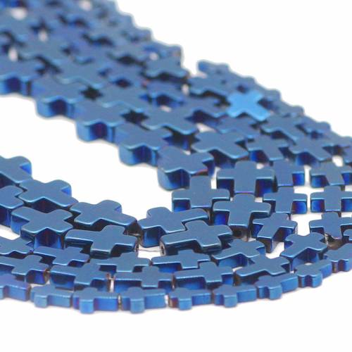 Jesus Cross Blue Hematite Natural Stone Spacer Loose Beads For Jewelry Making Handmade DIY Bracelets Accessories 4x6/6x8/8x10MM