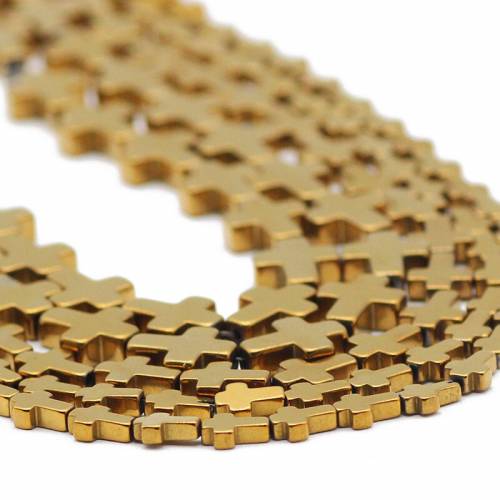 Jesus Cross Gold Hematite Natural Stone Spacer Loose Beads For Jewelry Making Handmade DIY Bracelets Accessories 4x6/6x8/8x10MM
