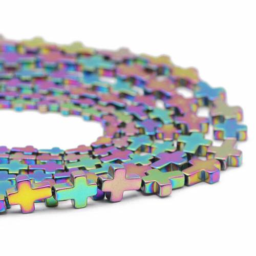 Jesus Cross Multicoloured 4x6/6x8/8x10MM Hematite Natural Stone Spacer Loose Beads For Jewelry Making DIY Bracelets Accessories