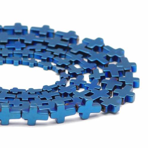 Jesus Cross Shape Blue 4x6/6x8/8x10MM Hematite Natural Stone Spacer Loose Beads For Jewelry Handmade Making DIY Bracelet Pendant