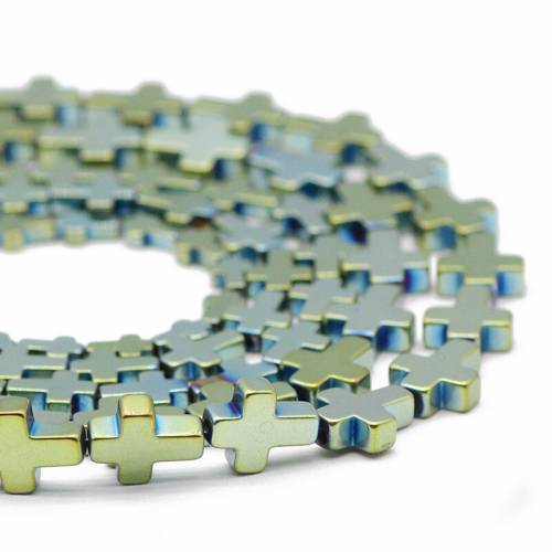 Jesus Cross Shape Green 4x6/6x8/8x10MM Hematite Natural Stone Spacer Loose Beads For Jewelry Making DIY Bracelets Accessories