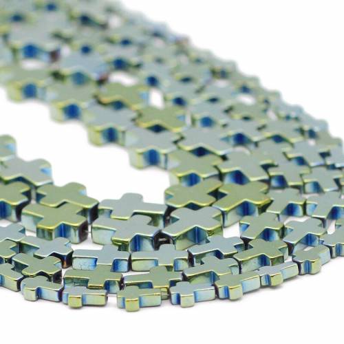 Jesus Cross Shape Green Hematite Natural Stone Charm Spacer Loose Beads For Jewelry Making Handmade DIY Bracelet 4x6/6x8/8x10MM