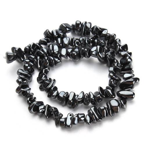 Lacoogh 1lot 5-10mm Fashion Natural Black Hematite Stone Double Hoel Irregular Loose Spacer Beads DIY Jewelry Wholesale