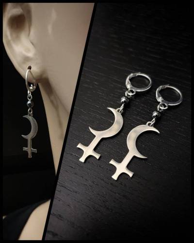 Lilith Earrings with Hematite Beads - Female Earrings - dark Feminine Energy Earrings - occult - Luciferian Satanic Amulet Talisman