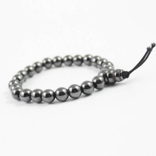 Magnetic Hematite Beaded Bracelet 8MM Round Beads Bracelet Black Bracelet Health-care Energy Lose Weight Bracelet for men women