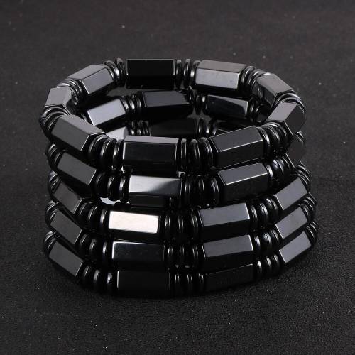 Magnetic Therapy Bracelet For Men Women Tube Black Hematite Energy Stone Beads Stretch Health Care Bracelet Jewelry Gift