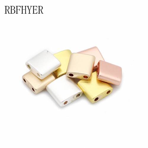 Matte Rose Gold Flat Square Hematite Double hole Natural Stone Loose Beads For Jewelry bracelets Making Wholesale Diy 5x5mm