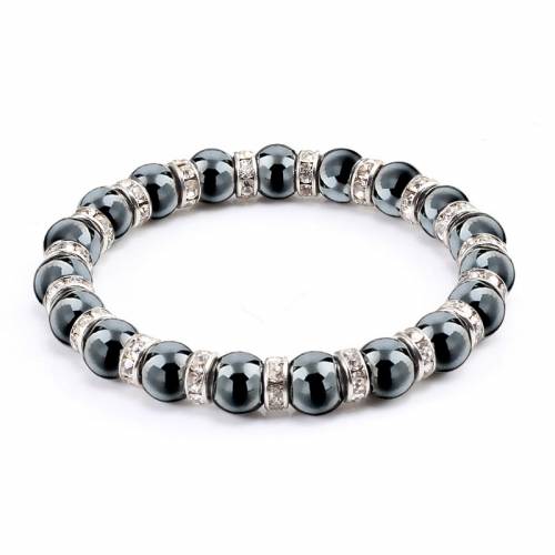 Men Bracelets Natural Hematite Beads Bracelets No-Magnetic Charm Women Jewelry 8mm Crystal Stone Stretch Bracelet & Bangles Gift