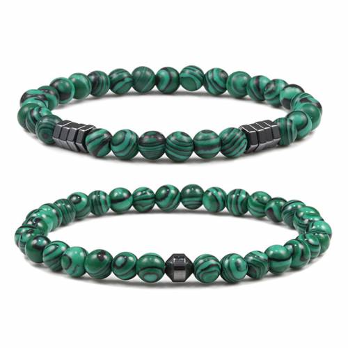 Men Classic Fashion Cylinder Hematite Beads Bracelet Natural Stone Malachite Bracelets Homme Yoga Strand Jewelry Pulseras