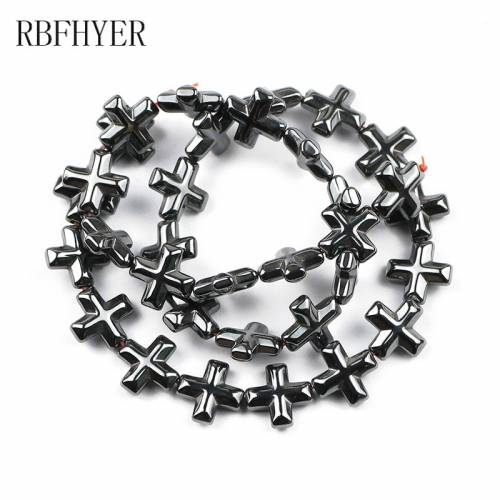 Natural Black Hematite Stone cross Loose Spacer Beads Handmade For charm Jewelry Making Bracelet necklace Pendant accessories