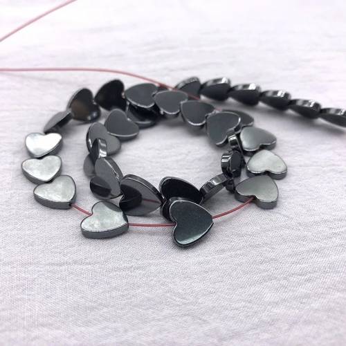 Natural Black Love Heart Hematite Stone Beads Loose Spacer Beads For Jewelry Making DIY Accessories Earrings Bracelet 15‘‘Inches