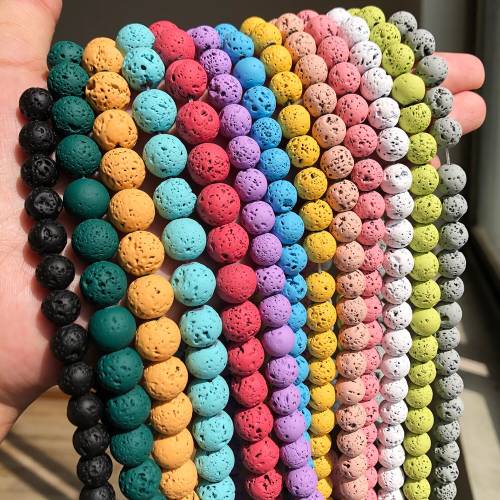 Natural Black Volcanic Lava Stone Multicolor Loose Spacer Fit Diy Charm Hematite Beads For Jewellery Making Bracelet Earrings