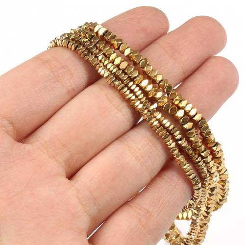 Natural Minerals Hematite Plated Gold Color 1x3mm 2x3mm Shining Beads for Jewelry Making DIY Needlework Charm Bracelet Necklace