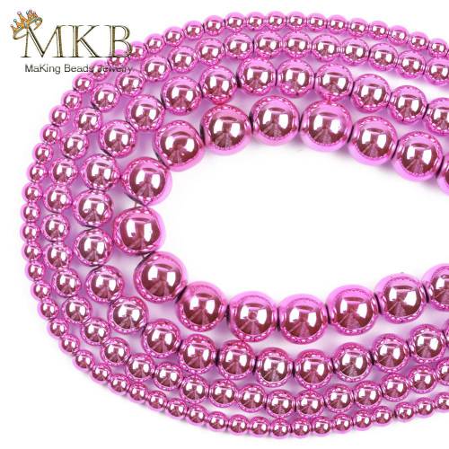 Natural Rose Red Nano Vacuum Plating Hematite Stone Flat Round Beads For Jewelry 3-10mm Making Spacer Loose Beads Diy Bracelet15