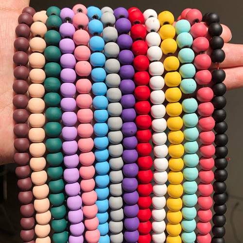 Natural Stone Beads Matte Red Blue Rubber Hematite Round Loose Beads for Accessories Jewelry Making Diy Bracelet 15 4 6 8mm