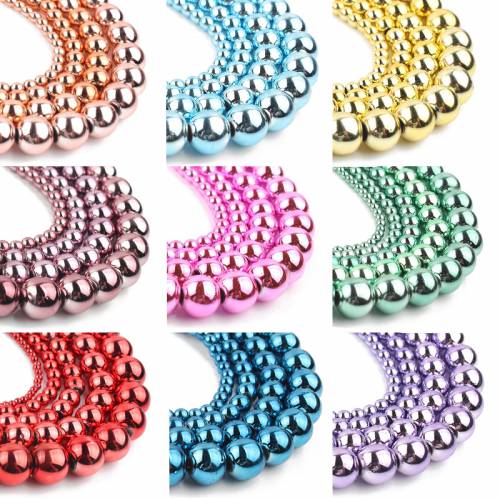 Natural Stone Black Blue Red Green Hematite Round Beads For Jewelry Making DIY Bracelet Earring Pendant Making 15inch 3/4/6/8mm