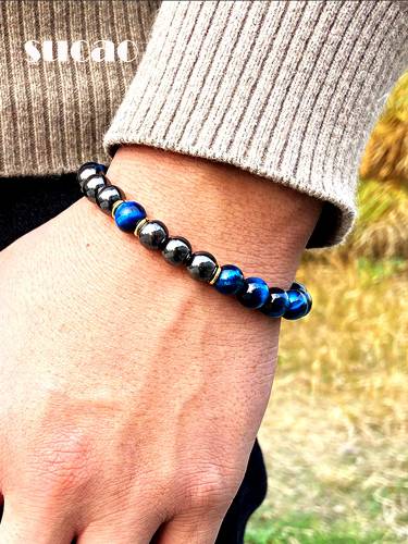 Natural Stone Blue Tiger Eye Buddha Beads Charm Bracelet Hematite Beaded Yoga Energy Bracelet For men Jewelry Gifts Wholesale