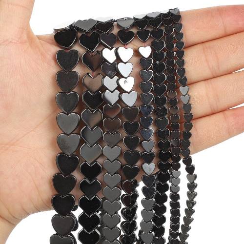 Natural Stone Heart Shaped Black Hematite Beads Black Gallstone For Jewelry Making DIY Bracelet Necklace Jewelry Accessory 4-8mm