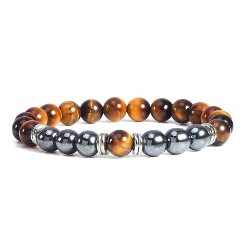 Natural Tiger Eye Stone Bracelets for Women Men Classic Hematite Black Onyx Beads Bracelet & Bangle Charm Handmade Jewelry Gifts