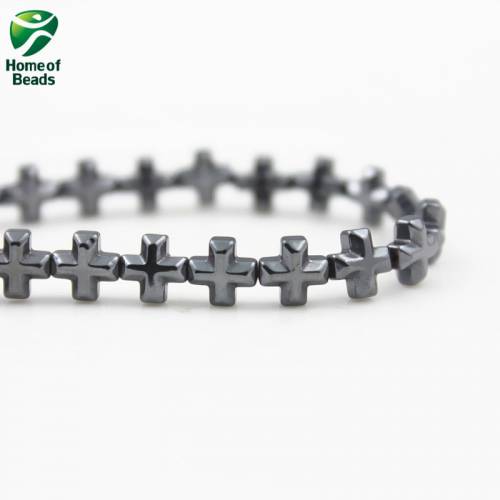 New Arrival A quality natural Stone Hematite loose Cross beads black 10mm 8mm 6mm (30 Pieces/lot) For DIY Jewelry Making HLB1007
