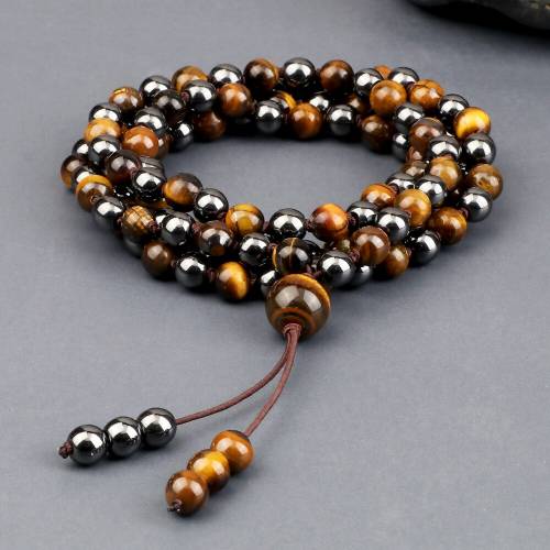 New Design Hematite Beads Bracelets For Men Classic Vintage Natural Stone Round Beaded Necklace Handmade Buddha Jewelry Gift 6mm