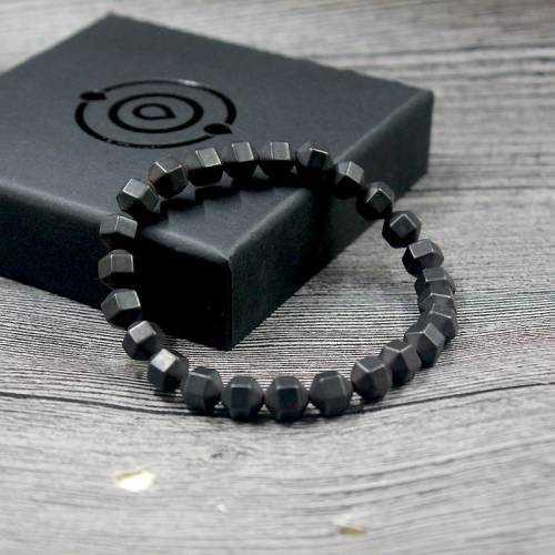 New Fashion Classic Matte Black Hematite Beads Beaded Strand Bracelet Natural Stone Jewelry for Men Gift