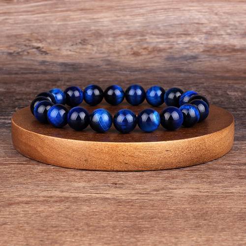 New Lightning Royal Blue Tiger Eye Bracelets Men Natural Energy Stone Hematite Round Beads Bracelets for Women Jewelry Pulsera