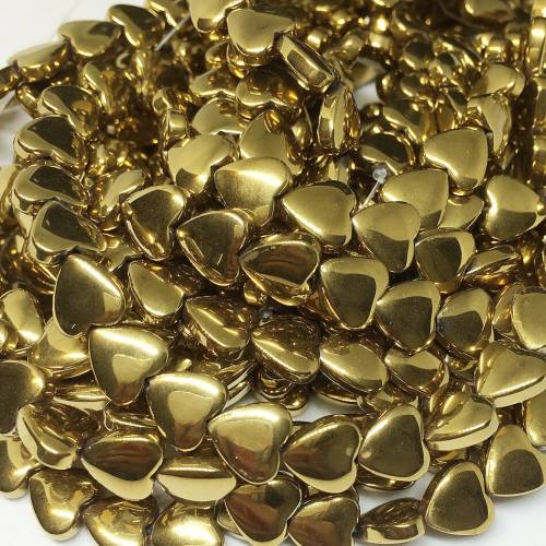 Noble gold-color hematite 6mm 8mm 10mm fashion heart shape natural Iron ore loose beads diy jewelry 15 inch B202