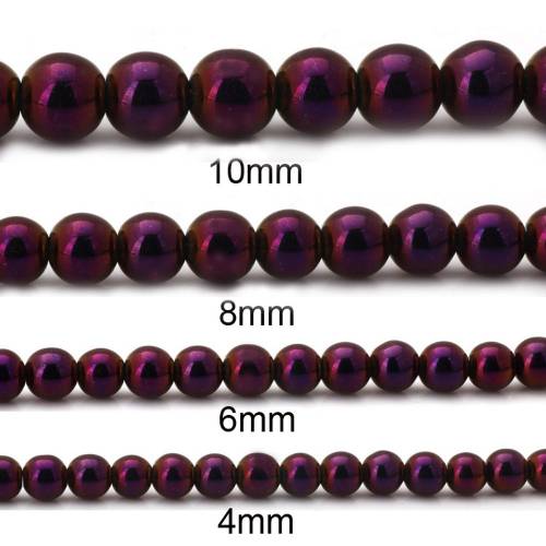 Olingart Round Beads Natural Hematite Stone 6mm/8mm/10mm 45pcs/lot Electroplating color mixing DIY Necklace Jewelry Making