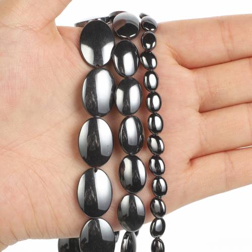 Oval Black Hematite Beads 6-18mm Natural Non-Magnetic Black Gallstone Loose Beads For Jewelry DIY Bracelet Necklace Accessories