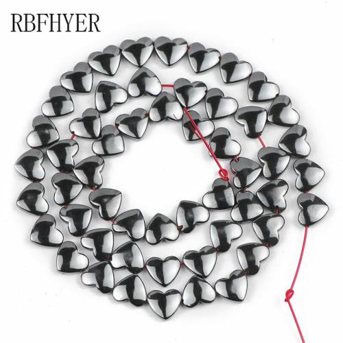 RBFHYER Hematite Black Peach heart Natural Stone Loose beads 6/8mm Wholesale for Charm Jewelry bracelets necklace Earrings DIY